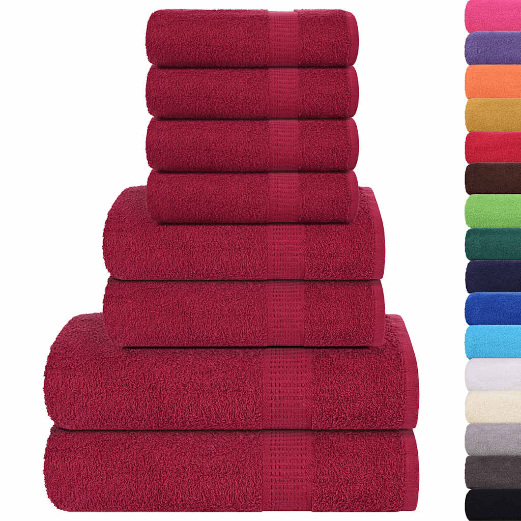 Vidaxx 8-teiliges Handtuchset 360 g m² 100 % Baumwolle Burgunderrot