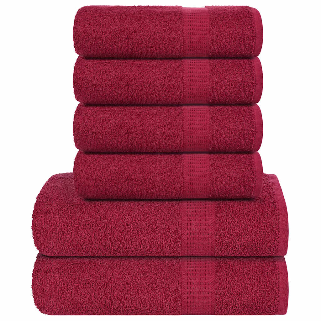 Vidaxx 6-teiliges Handtuchset 360 g m² 100 % Baumwolle Burgunderrot