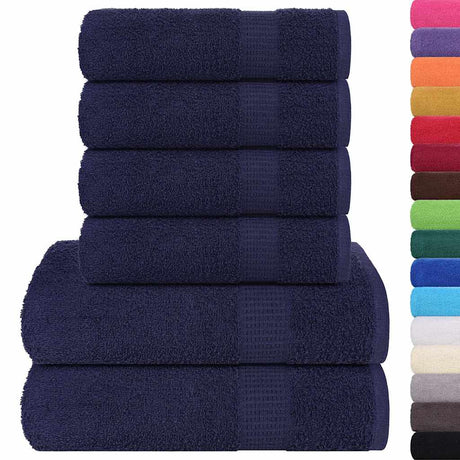 Vidaxx 6-teiliges Handtuchset 360 g m² 100 % Baumwolle Marineblau