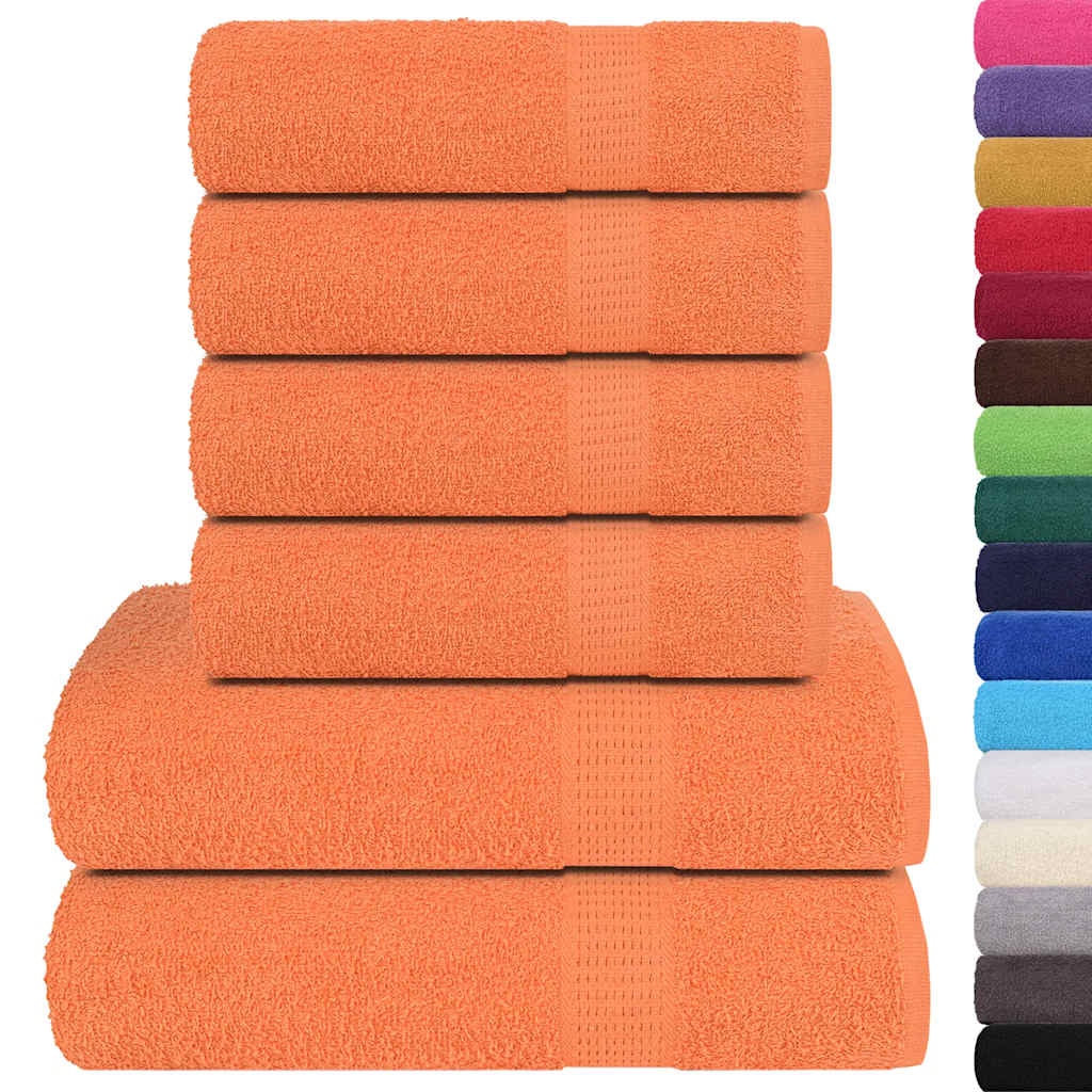 VidaXL 6-teiliges Handtuchset 360 g m² 100 % Baumwolle Orange