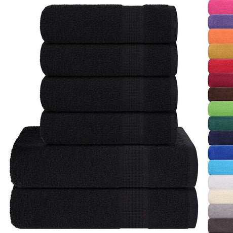 VidaXL 6-teiliges Handtuchset 360 g m² 100 % Baumwolle Schwarz