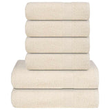 VidaXL 6-teiliges Handtuchset 360 g m² 100 % Baumwolle cremefarben