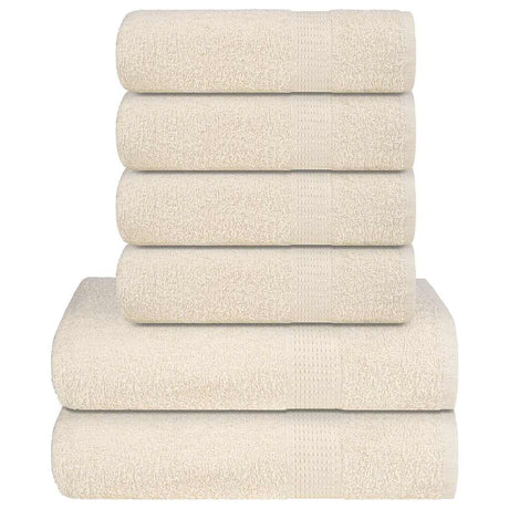 VidaXL 6-teiliges Handtuchset 360 g m² 100 % Baumwolle cremefarben