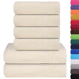 VidaXL 6-teiliges Handtuchset 360 g m² 100 % Baumwolle cremefarben