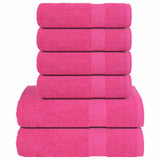 VidaXL 6-teiliges Handtuchset 360 g m² 100 % Baumwolle rosa