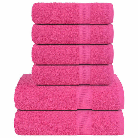 VidaXL 6-teiliges Handtuchset 360 g m² 100 % Baumwolle rosa