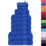 VidaXL 12-teiliges Handtuchset 360 g m² 100 % Baumwolle Blau