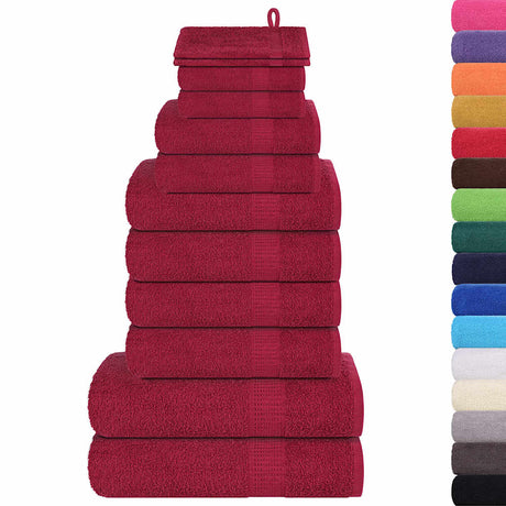 Vidaxx 12-teiliges Handtuchset Frogn 360 g m² Burgunderrot
