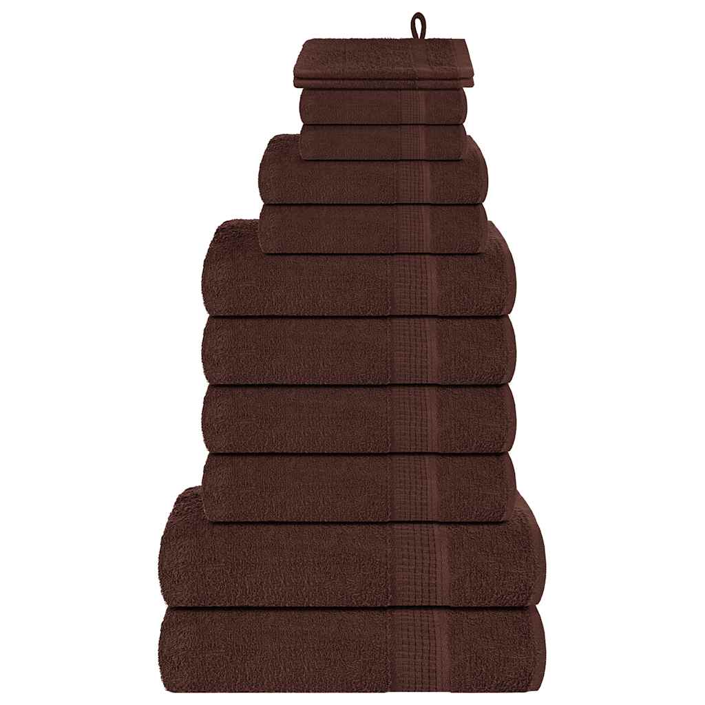 VidaXL 12-teiliges Handtuchset 360 g m² 100 % Baumwolle braun