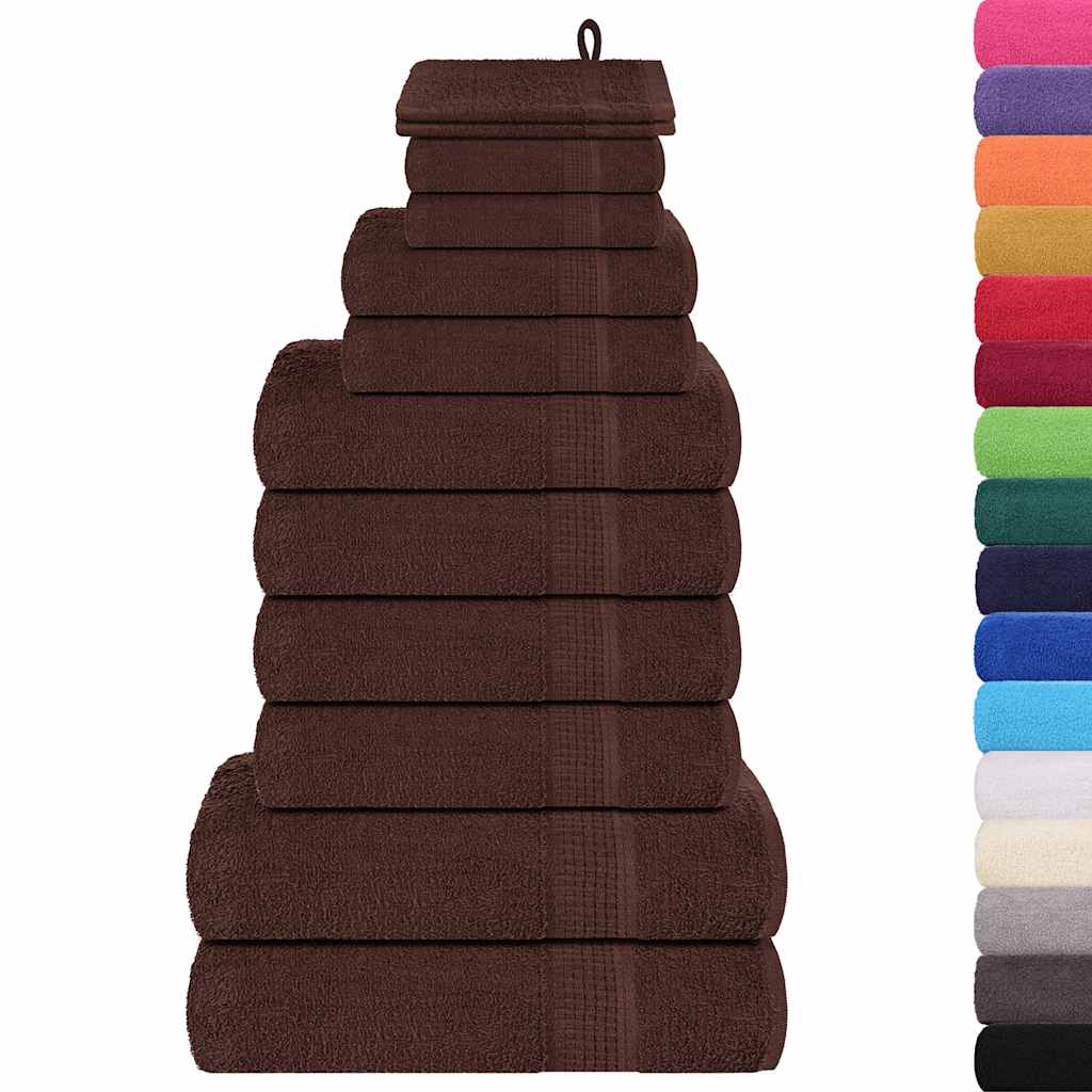 VidaXL 12-teiliges Handtuchset 360 g m² 100 % Baumwolle braun