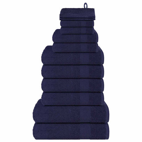 VidaXL 12-teiliges Handtuchset 360 g m² 100 % Baumwolle Marineblau