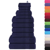 VidaXL 12-teiliges Handtuchset 360 g m² 100 % Baumwolle Marineblau