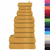 Vidaxxl 12-teiliges Handtuchset 360 g m² 100 % Baumwolle goldfarben