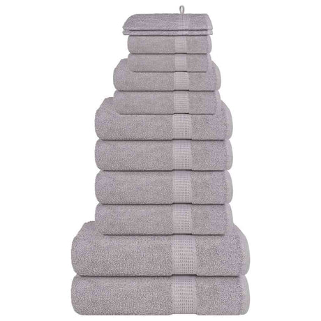 VidaXL 12-teiliges Handtuchset 360 g m² 100 % Baumwolle Grau
