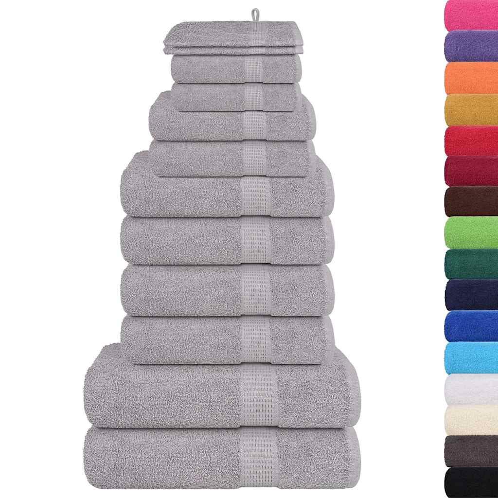VidaXL 12-teiliges Handtuchset 360 g m² 100 % Baumwolle Grau
