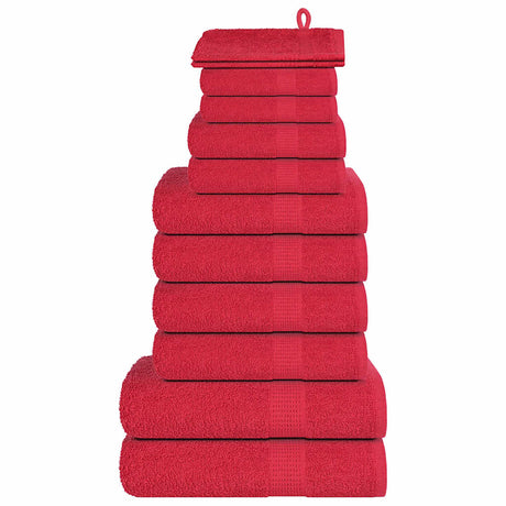 VidaXL 12-teiliges Handtuchset 360 g m² 100 % Baumwolle Rot