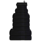 VidaXL 12-teiliges Handtuchset 360 g m² 100 % Baumwolle Schwarz