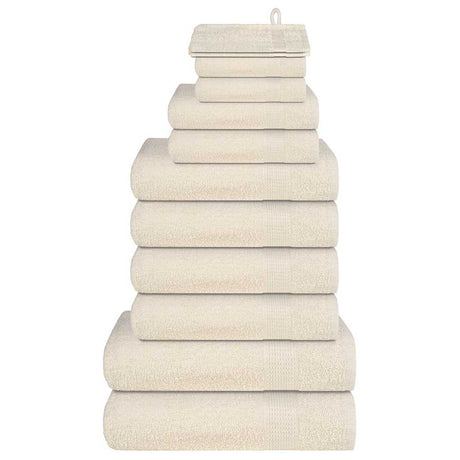 VidaXL 12-teiliges Handtuchset 360 g m² 100 % Baumwolle cremefarben