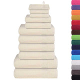 VidaXL 12-teiliges Handtuchset 360 g m² 100 % Baumwolle cremefarben