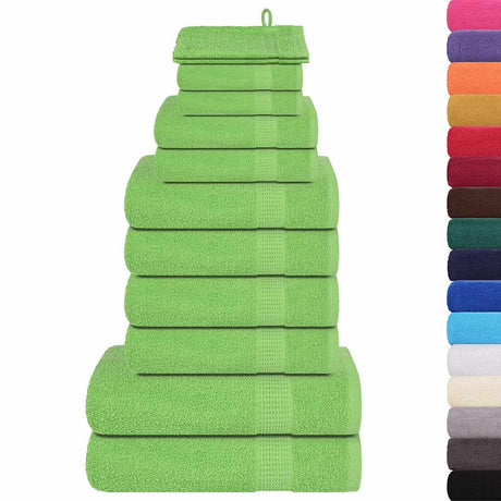 VidaXL 12-teiliges Handtuchset 360 g m² 100 % Baumwolle Apfelgrün