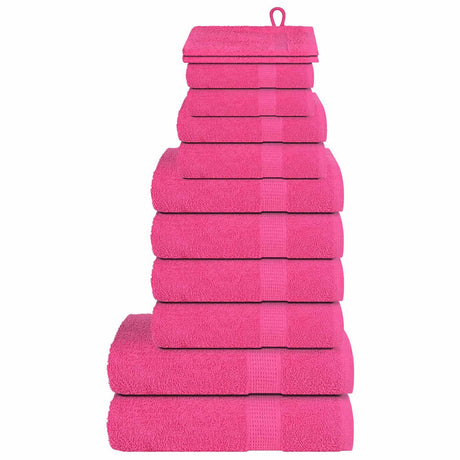 VidaXL 12-teiliges Handtuchset 360 g m² 100 % Baumwolle rosa