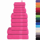 VidaXL 12-teiliges Handtuchset 360 g m² 100 % Baumwolle rosa