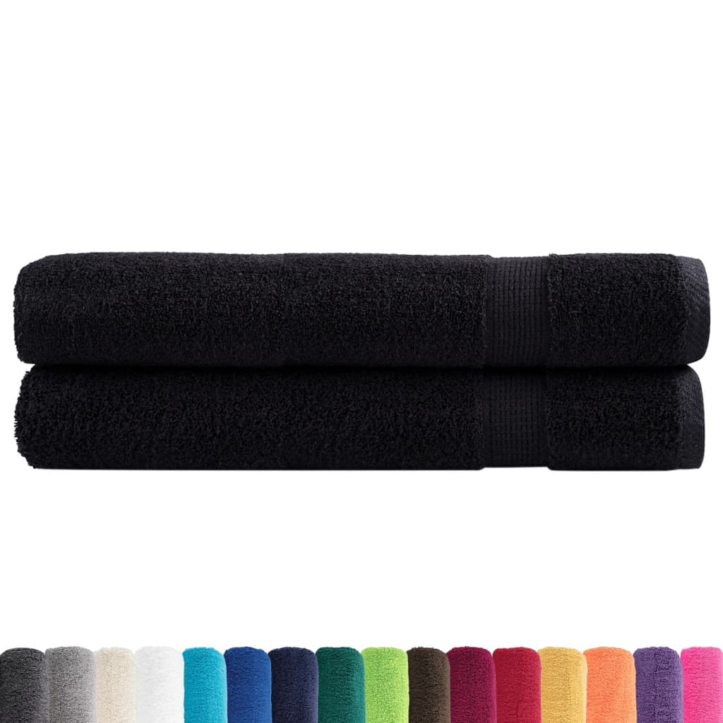 VidaXL Saunatücher Solund 2 Stk. 600 g m² 80x200 cm Schwarz