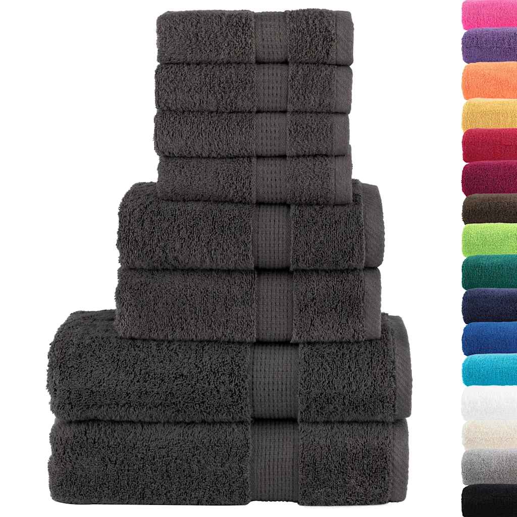 Vidaxl 8-teiliges Handtuchset Solid 600 g m² Anthrazit