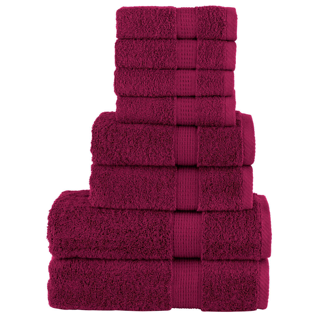 VidaXL 8-teiliges Handtuchset SOLUND 600 g m² Burgunderrot