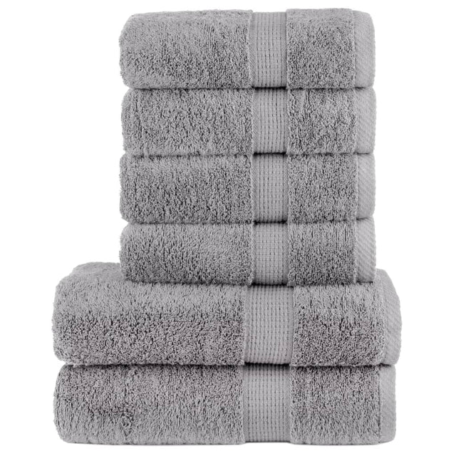 VidaXL 6-teiliges Handtuchset solide 600 g m² grau
