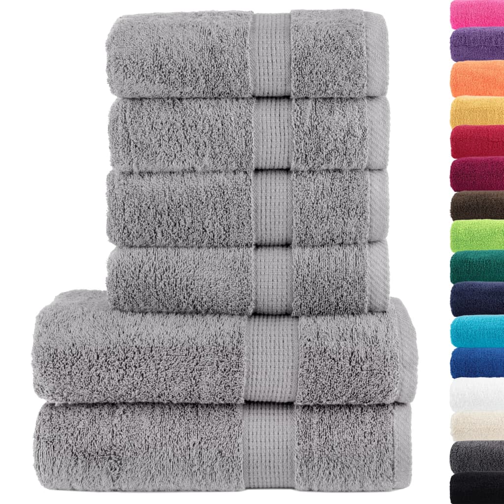 VidaXL 6-teiliges Handtuchset solide 600 g m² grau