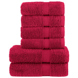 VidaXL 6-teiliges Handtuchset solide 600 g m² rot