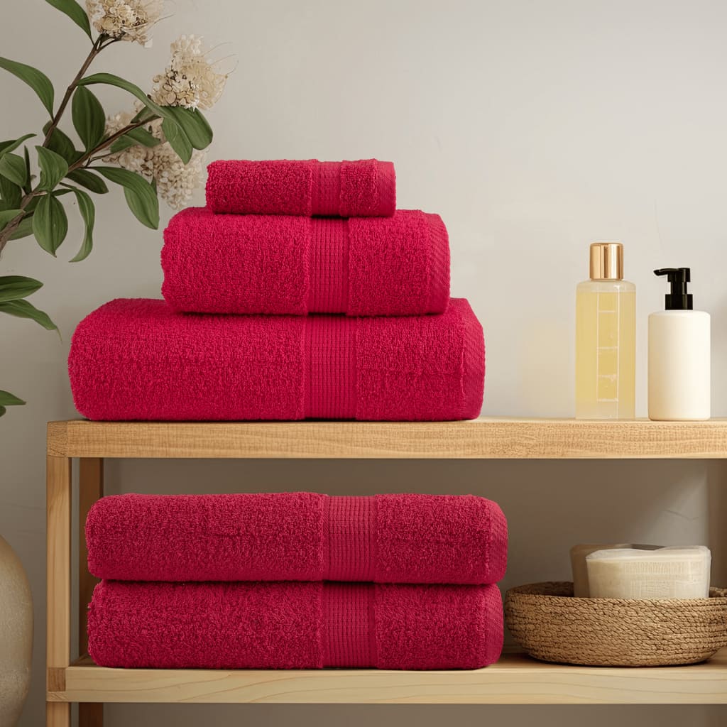 VidaXL 6-teiliges Handtuchset solide 600 g m² rot
