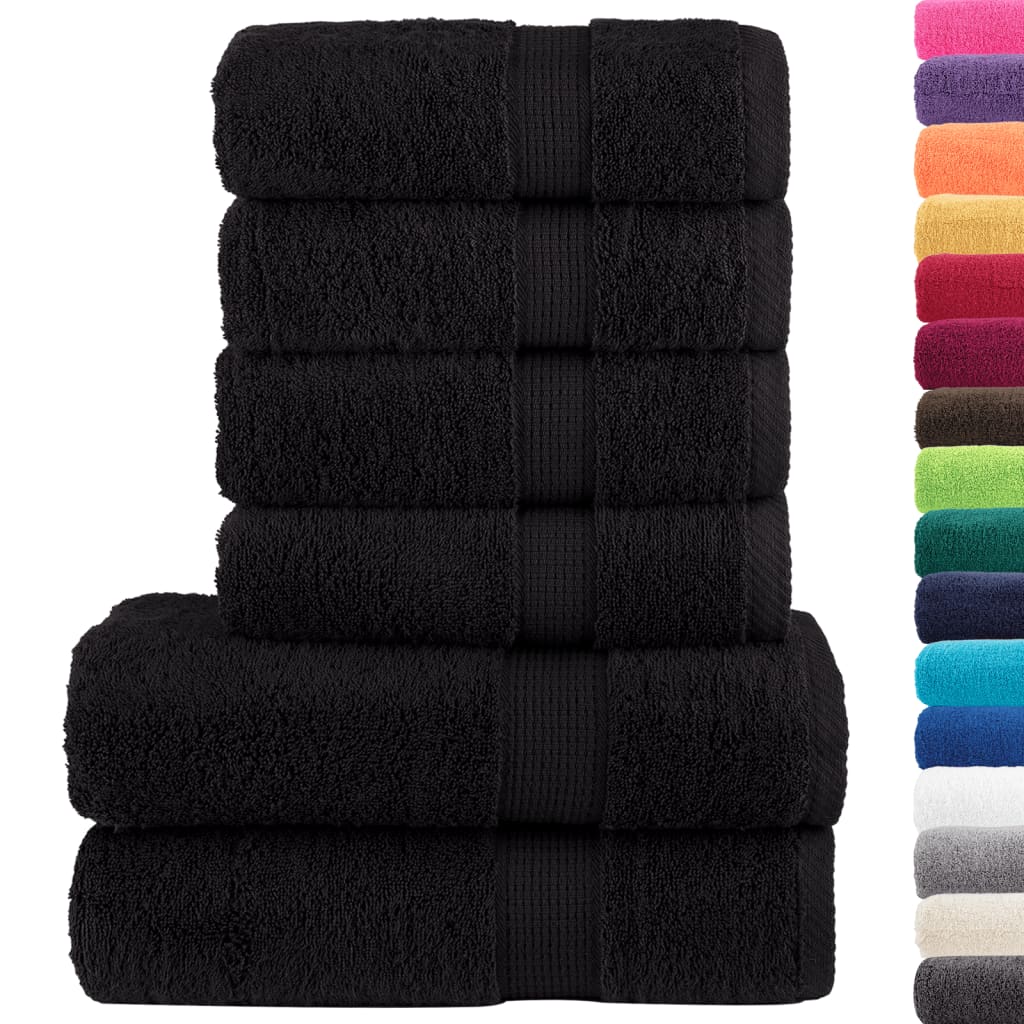 Vidaxx 6-teiliges Handtuchset solide 600 g m² schwarz
