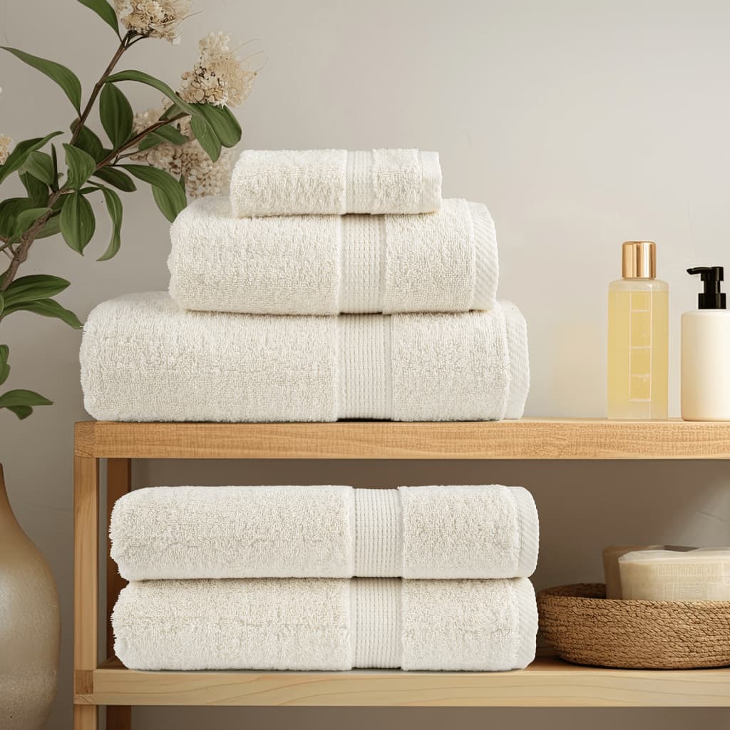 VidaXL 6-teiliges Handtuchset solide 600 g m² Creme