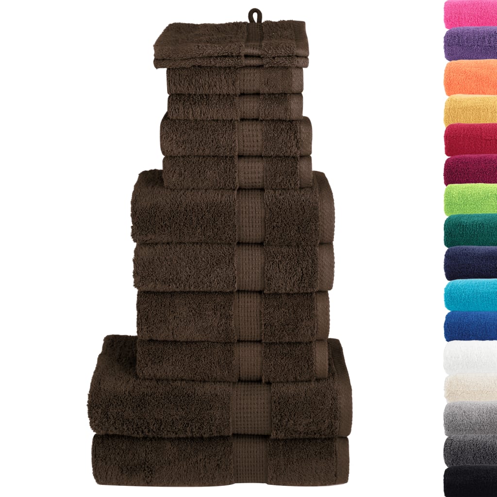 VidaXL 12-teiliges Handtuchset SOLUND 600 g m² braun