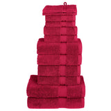 VidaXL 12-teiliges Handtuchset solide 600 g m² rot