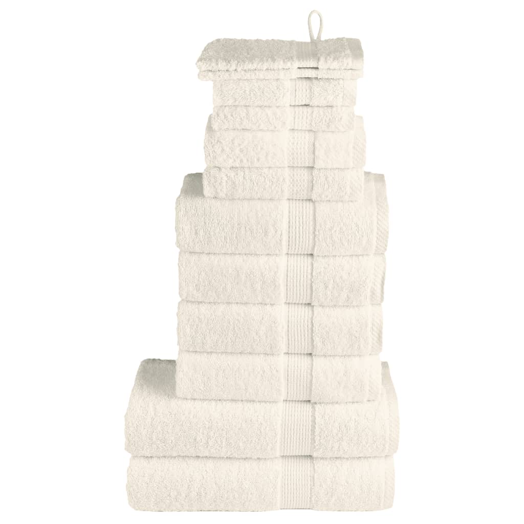 VidaXL 12-teiliges Handtuchset solide 600 g m² Creme