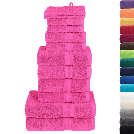 VidaXL 12-teiliges Handtuchset solide 600 g m² rosa