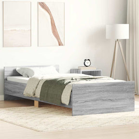 Vidaxl bedframe bewerkt hout grijs sonoma eikenkleurig 100x200 cm