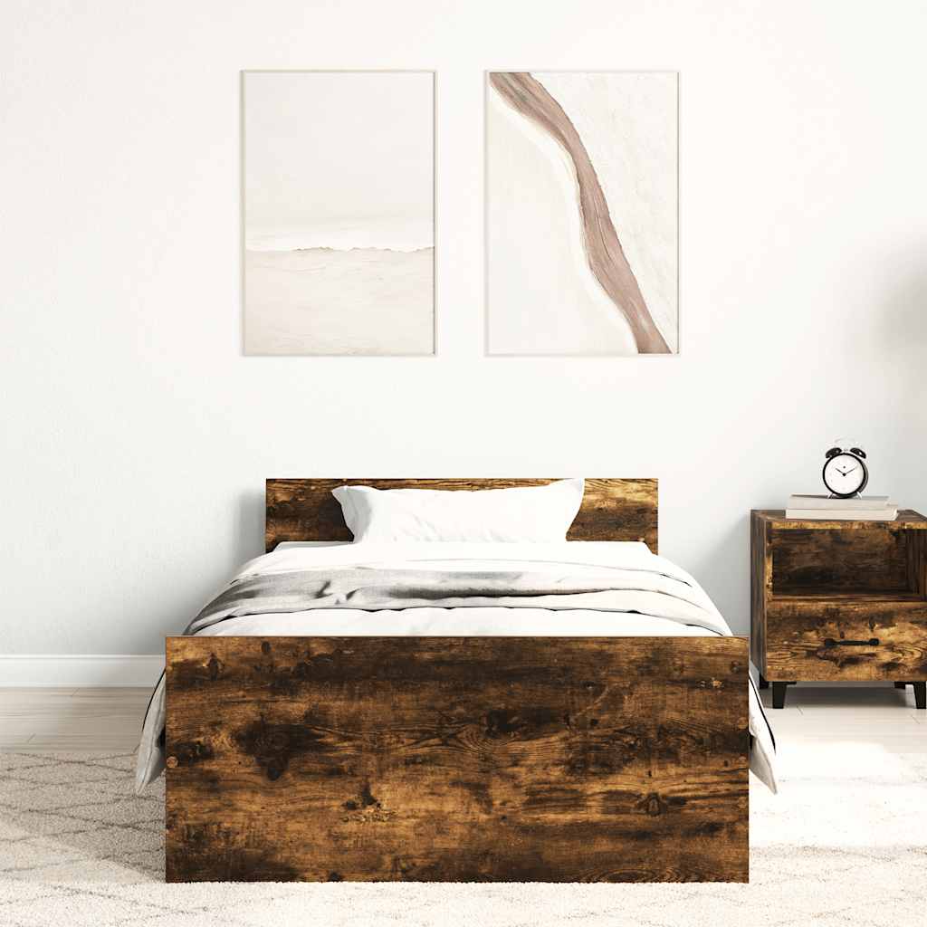Vidaxl bedframe zonder matras hout gerookt eikenkleurig 90x190 cm