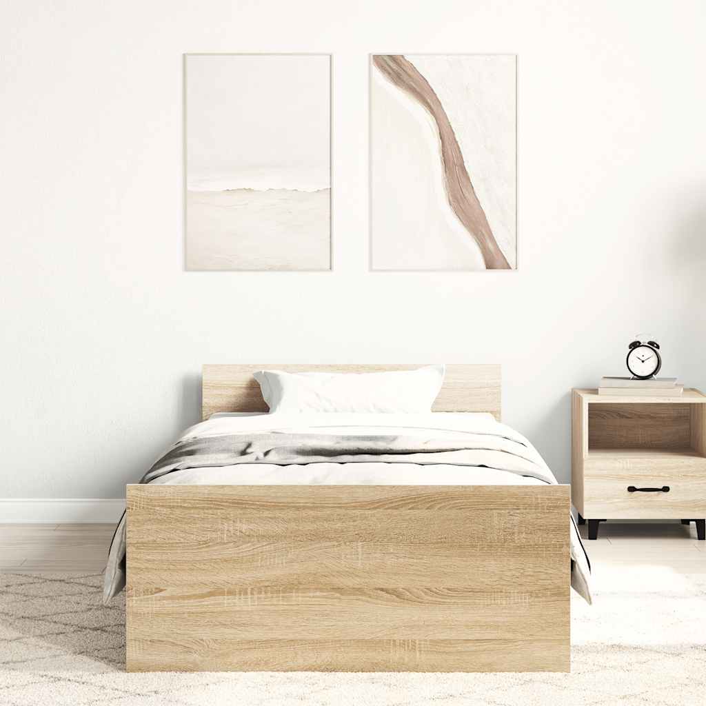 Vidaxl bedframe zonder matras hout sonoma eikenkleurig 75x190 cm