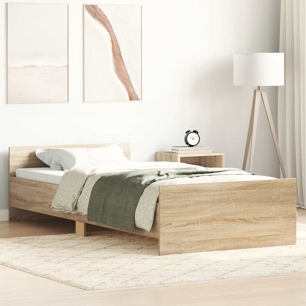 Vidaxl bedframe zonder matras hout sonoma eikenkleurig 75x190 cm