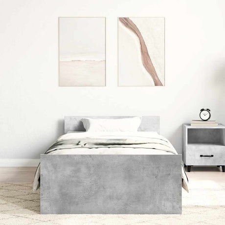 Vidaxl bedframe bewerkt hout betongrijs 75x190 cm