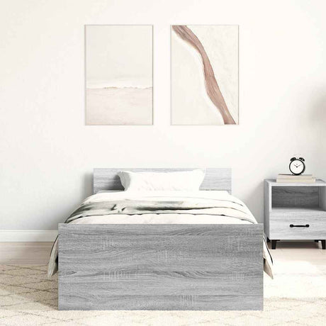 Vidaxl bedframe bewerkt hout grijs sonoma eiken 75x190 cm