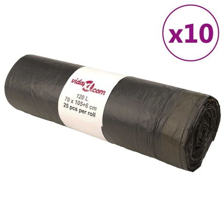 Vidaxx Müllsäcke mit Kordelzug 250 Stück 120 l schwarz