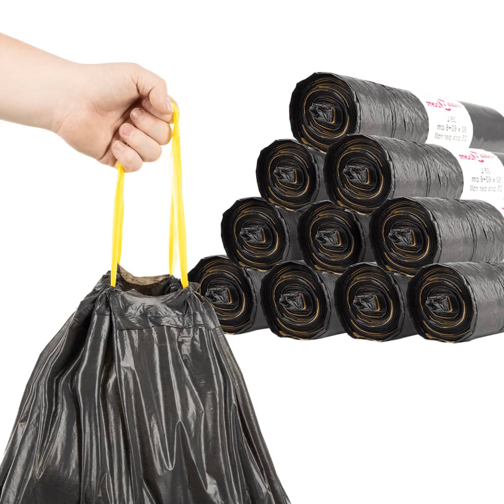 Vidaxx Müllsäcke mit Kordelzug 250 Stück 120 l schwarz