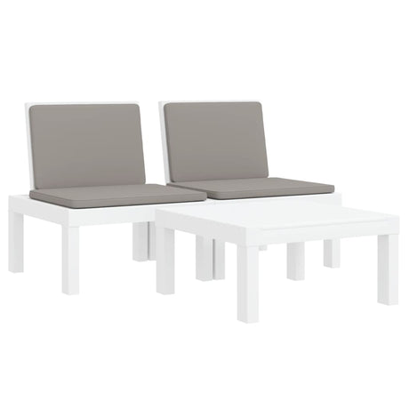 Vidaxl 3-delige loungeset met kussens pp wit