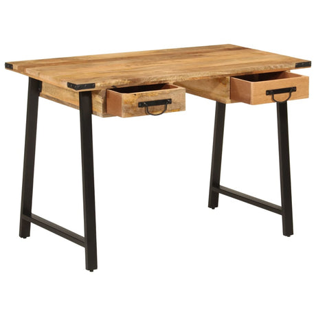 Vidaxl bureau met lades 105x55x70 cm massief mangohout en ijzer