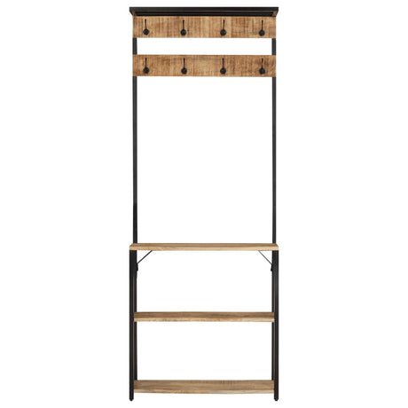VidaXL Garderobenständer mit Schuhablage 68x30x182 cm massives rohes Mangoholz